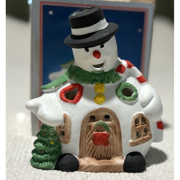 Unbranded Other - Snowman House Light Up W/ Candle Vintage Xmas Retro Decor W box